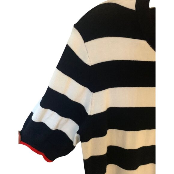 ZARA KNIT White + Black Striped Short Sleeve Crewneck Women's Sweater Medium - Picture 5 of 8